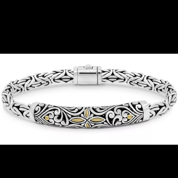 DEVATA Bali 18K Gold Sterling Silver Borobudur Chain Bracelet BYK6715TT S/7.0" - Picture 1 of 5